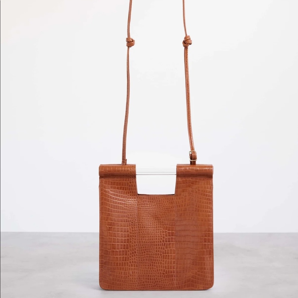 BEIS Crossbody in Cognac Croc NWT